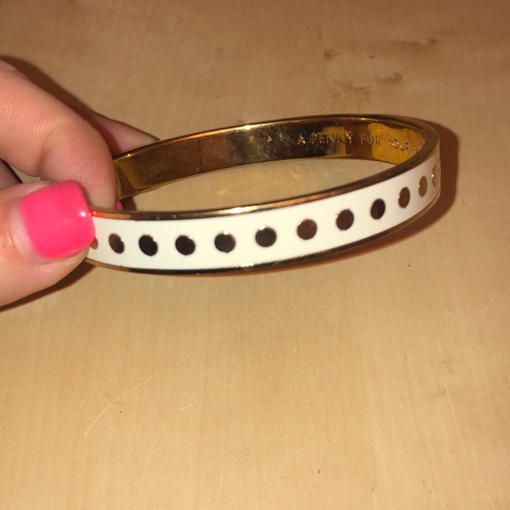 Kate Spade Gold and white polka dot bangle